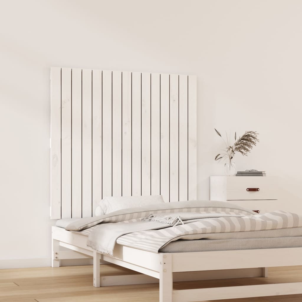 vidaXL Tăblie de pat pentru perete, alb, 95,5x3x90 cm, lemn masiv pin
