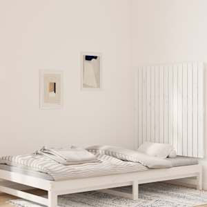 Nástěnné čelo postele bílé 95,5x3x90 cm masivní borové dřevo - obrázek 1