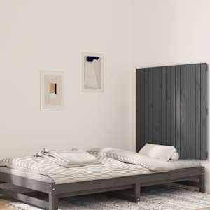 Nástěnné čelo postele šedé 95,5x3x90 cm masivní borové dřevo - obrázek 1