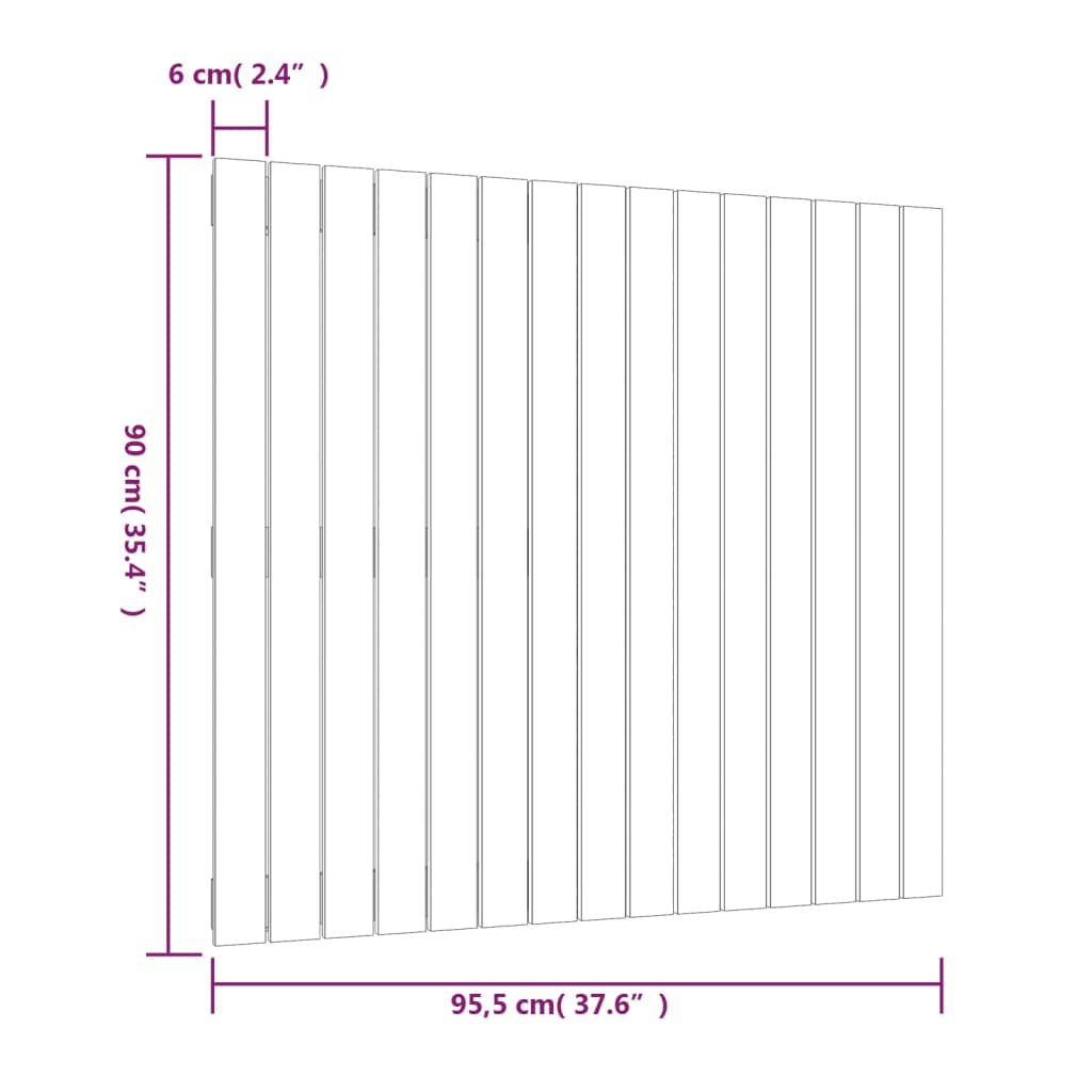 fekete tömör fenyőfa fali fejtámla 95,5 x 3 x 90 cm