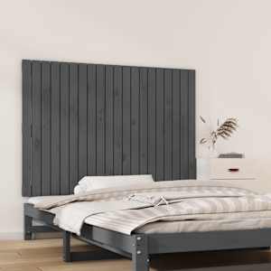 Nástěnné čelo postele šedé 127,5x3x90 cm masivní borové dřevo - obrázek 3