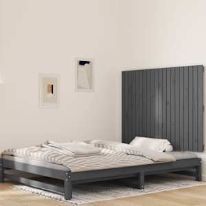 Nástěnné čelo postele šedé 127,5x3x90 cm masivní borové dřevo - obrázek 1