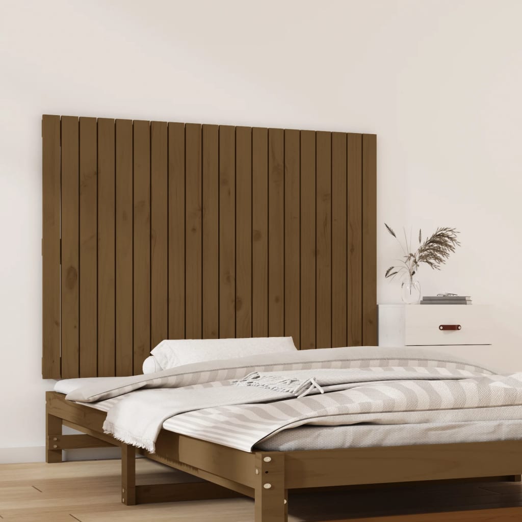 vidaXL Wandhoofdbord 127,5x3x90 cm massief grenenhout honingbruin afbeelding