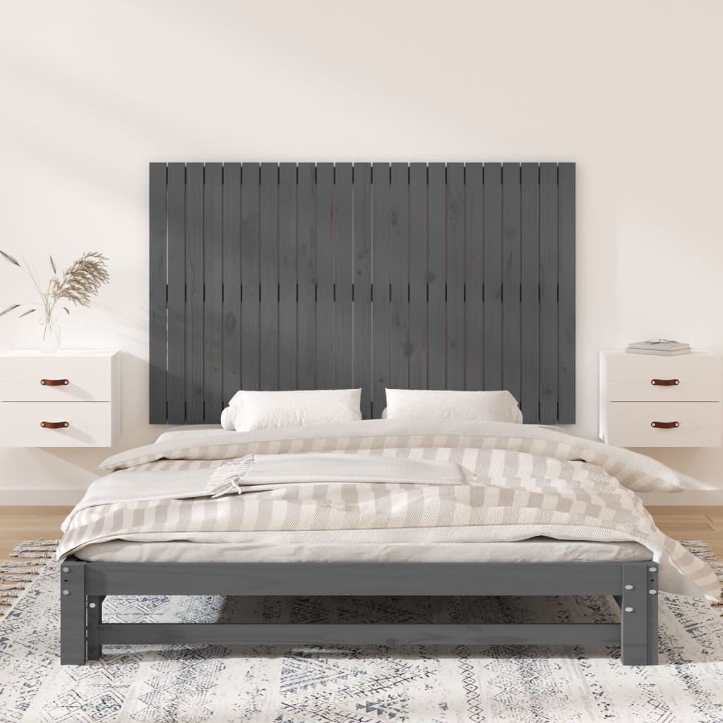 vidaXL Wandhoofdbord 147x3x90 cm massief grenenhout grijs afbeelding