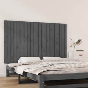 Stensko posteljno vzglavje sivo 147x3x90 cm trdna borovina