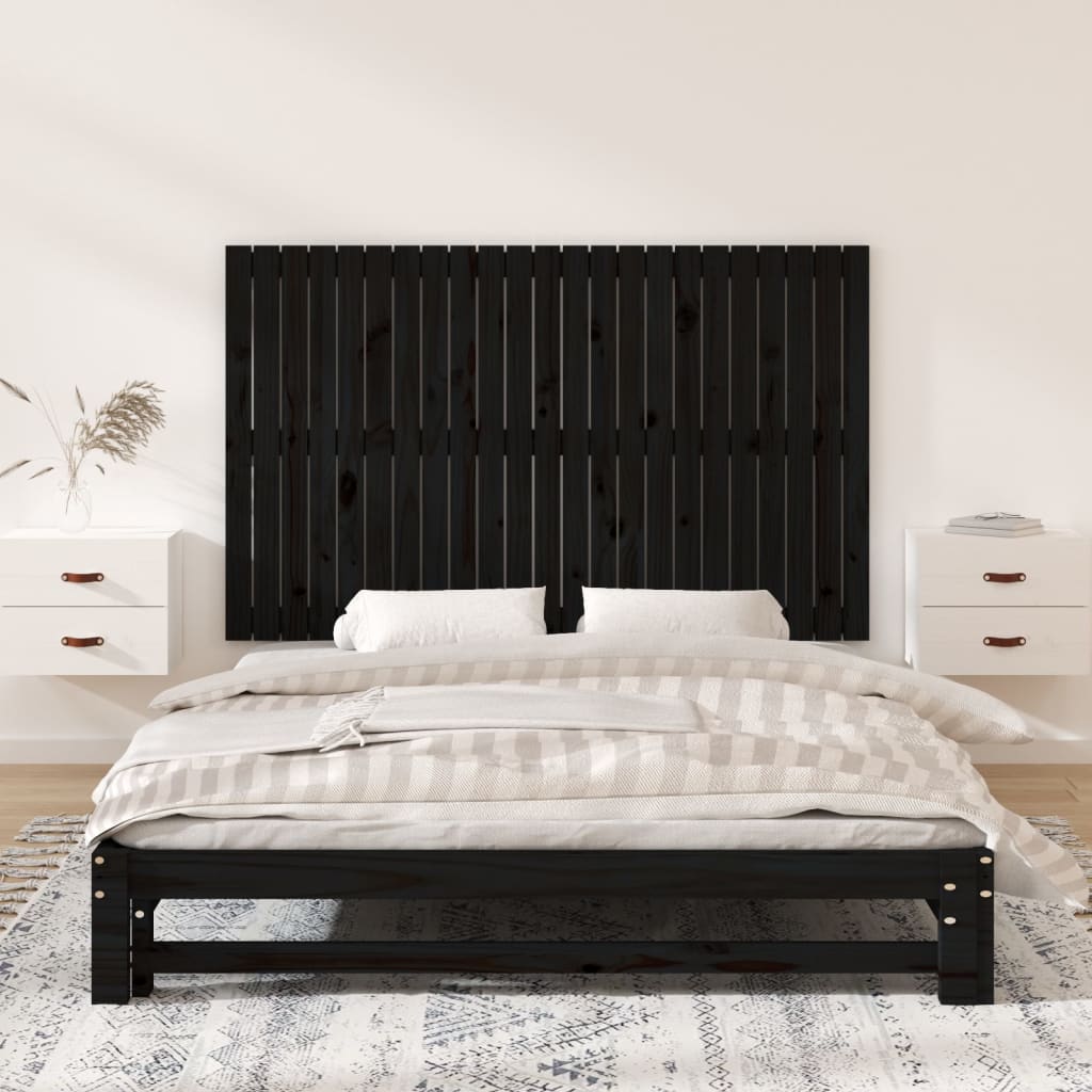 vidaXL Wandhoofdbord 147x3x90 cm massief grenenhout zwart afbeelding