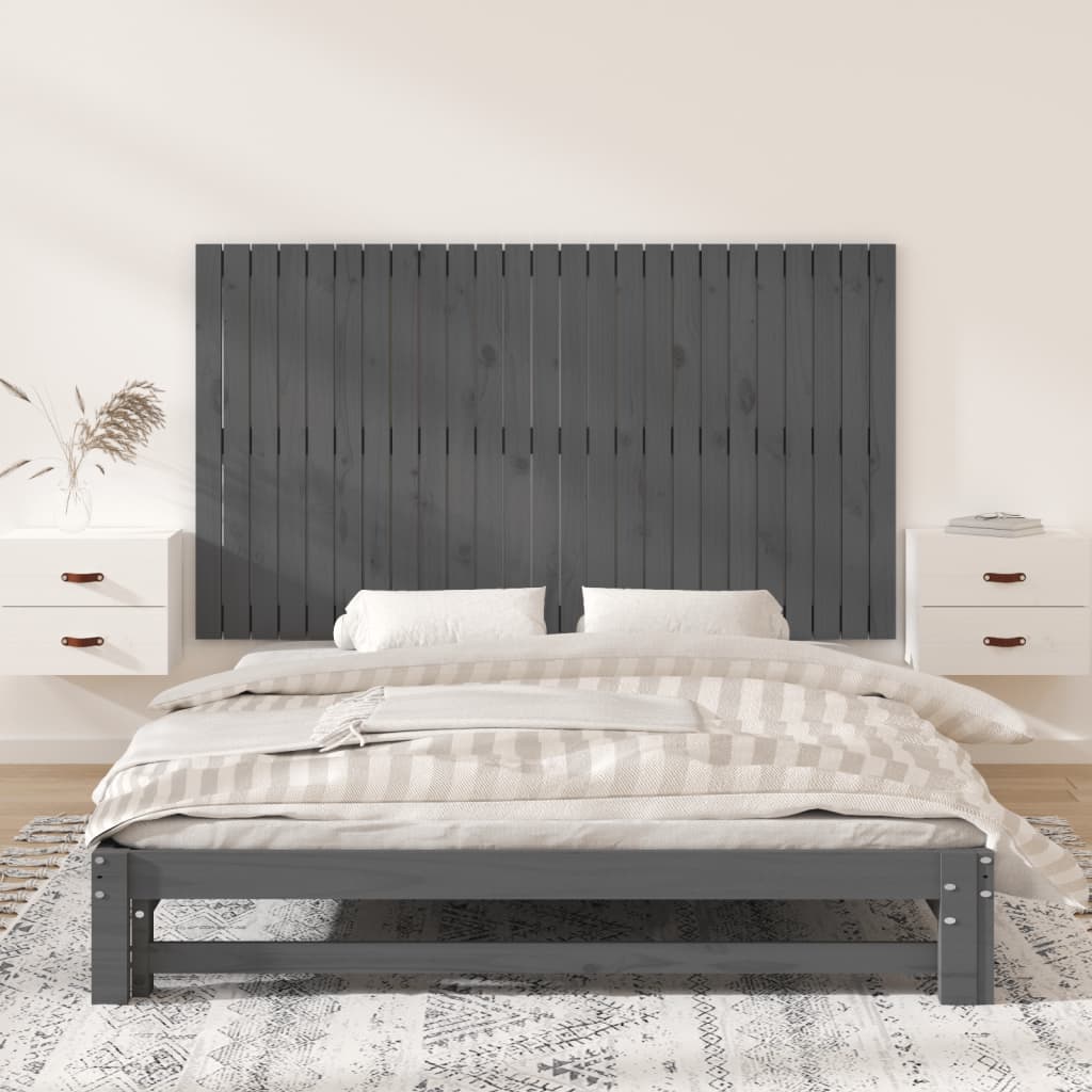 vidaXL Wandhoofdbord 159,5x3x90 cm massief grenenhout grijs afbeelding