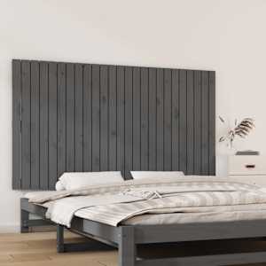 Nástěnné čelo postele šedé 159,5x3x90 cm masivní borové dřevo - obrázek 1