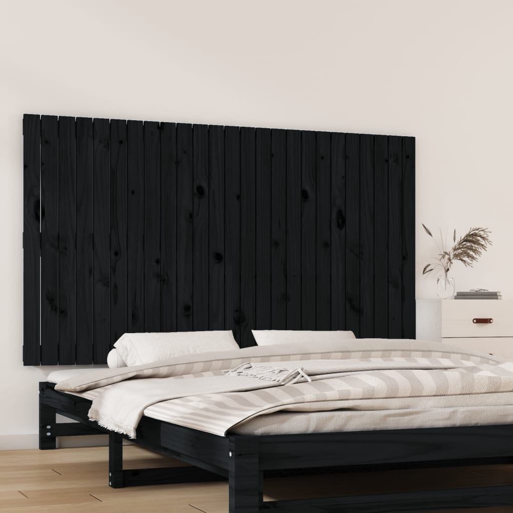 vidaXL Wand-Kopfteil Schwarz 159,5x3x90 cm Massivholz Kiefer