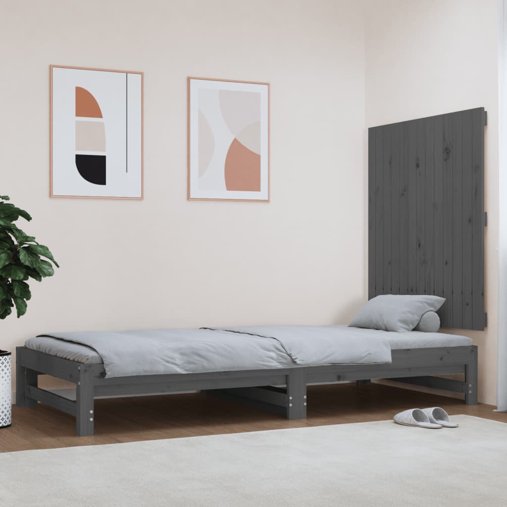 vidaXL Tăblie de pat pentru perete, gri, 82,5x3x90 cm, lemn masiv pin