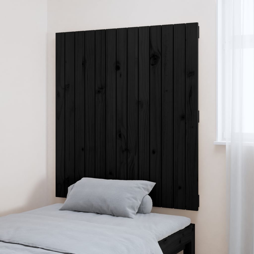 vidaXL Wandhoofdbord 82,5x3x90 cm massief grenenhout zwart afbeelding