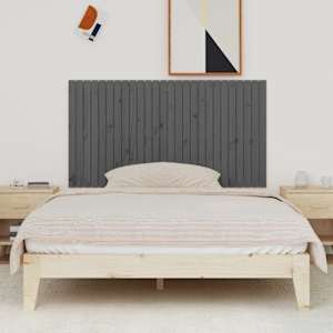 Nástěnné čelo postele šedé 166 x 3 x 90 cm masivní borové dřevo - obrázek 3