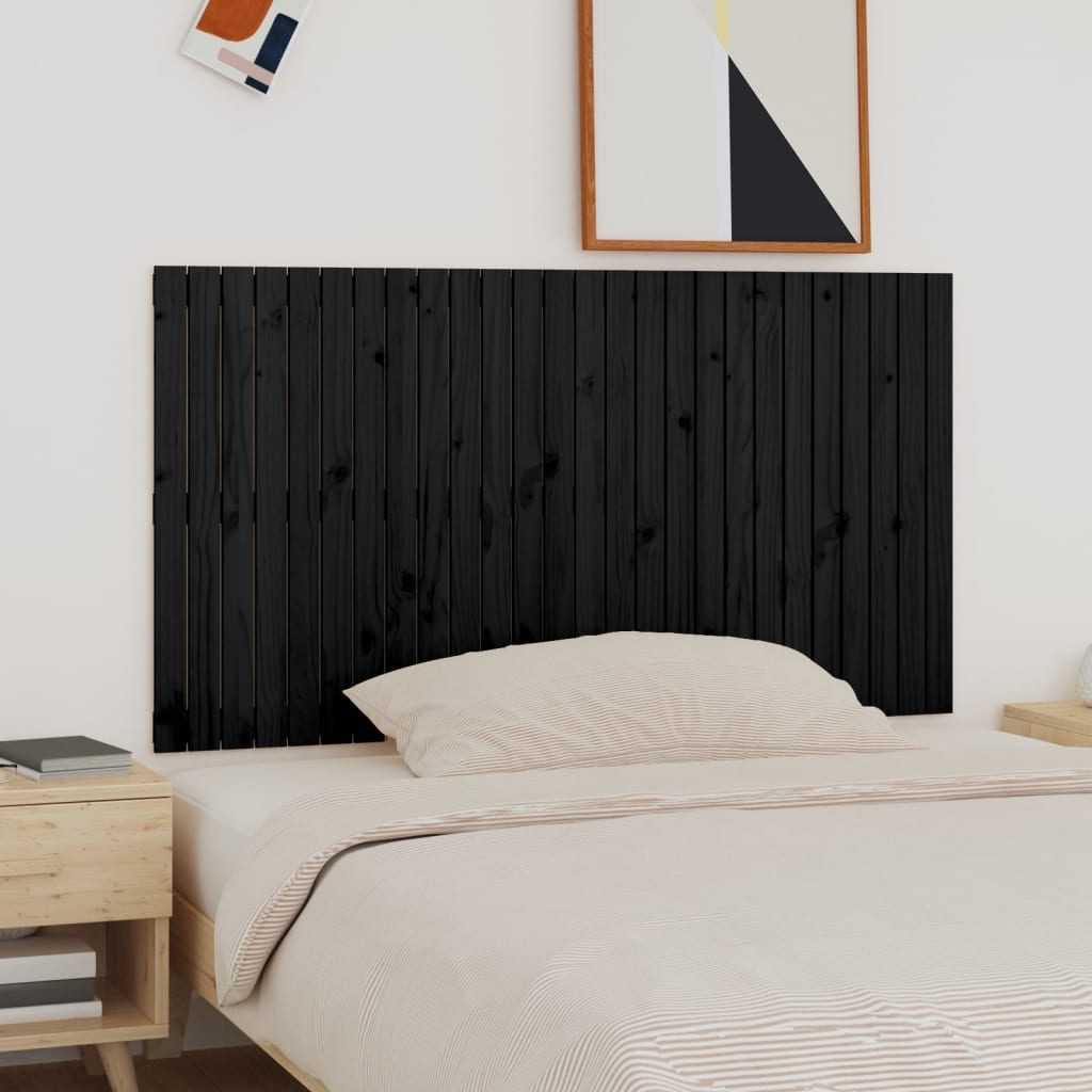vidaXL Tăblie de pat pentru perete, negru, 166x3x90 cm, lemn masiv pin