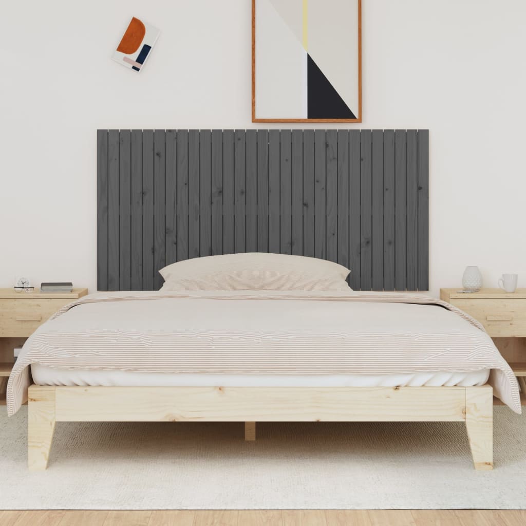vidaXL Wandhoofdbord 185x3x90 cm massief grenenhout grijs afbeelding