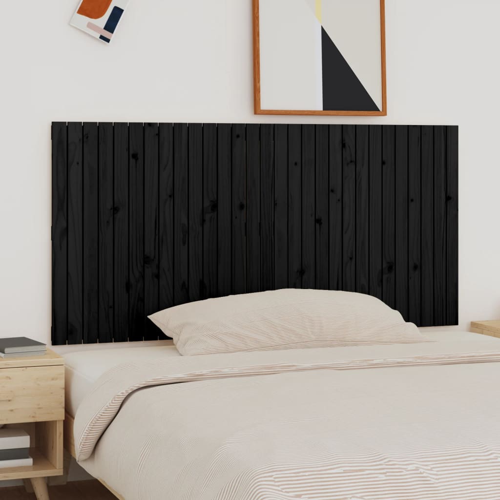 vidaXL Tête de lit murale Noir 185x3x90 cm Bois massif de pin