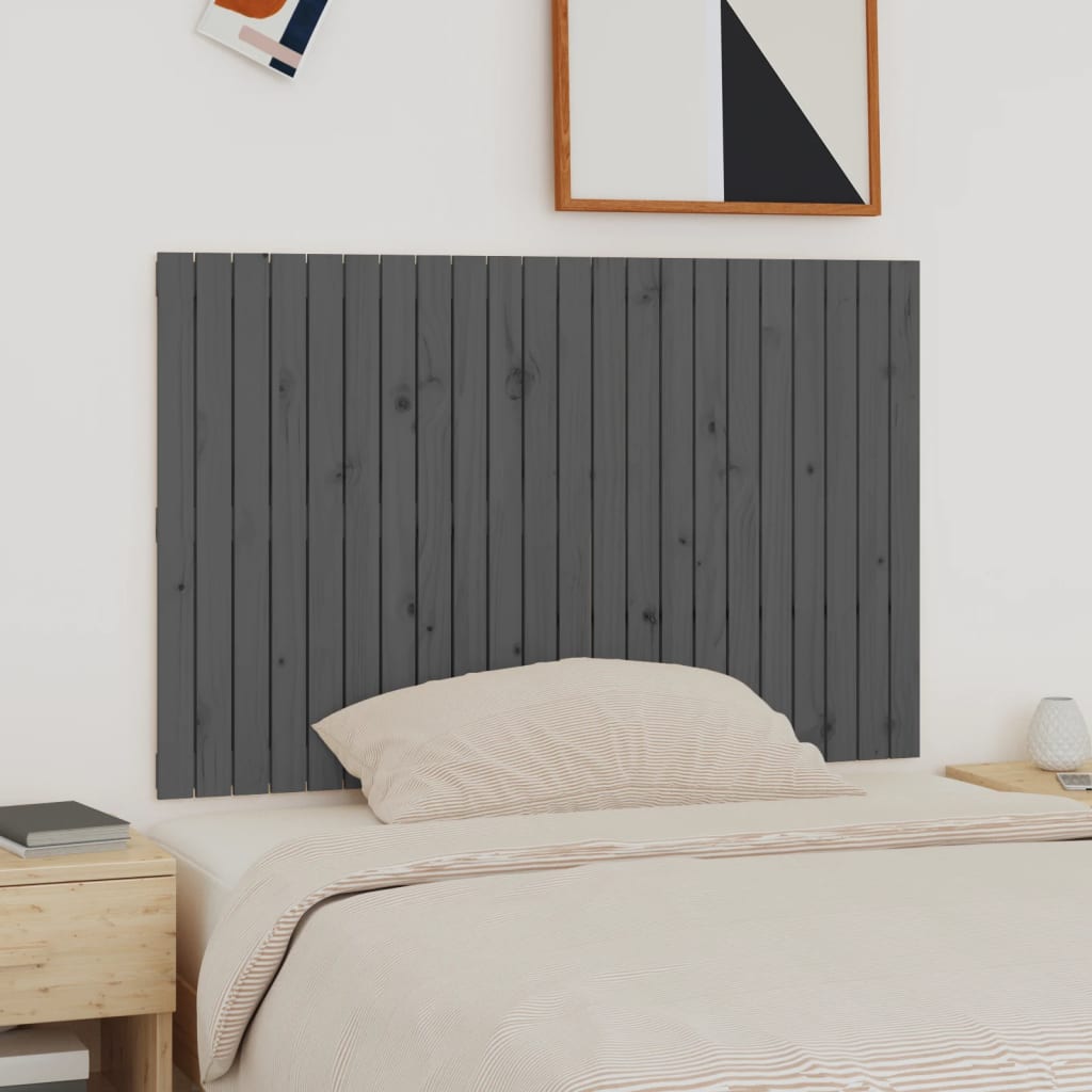 vida XL Wand-Kopfteil Grau 140x 3x 90 cm Massivholz Kiefer