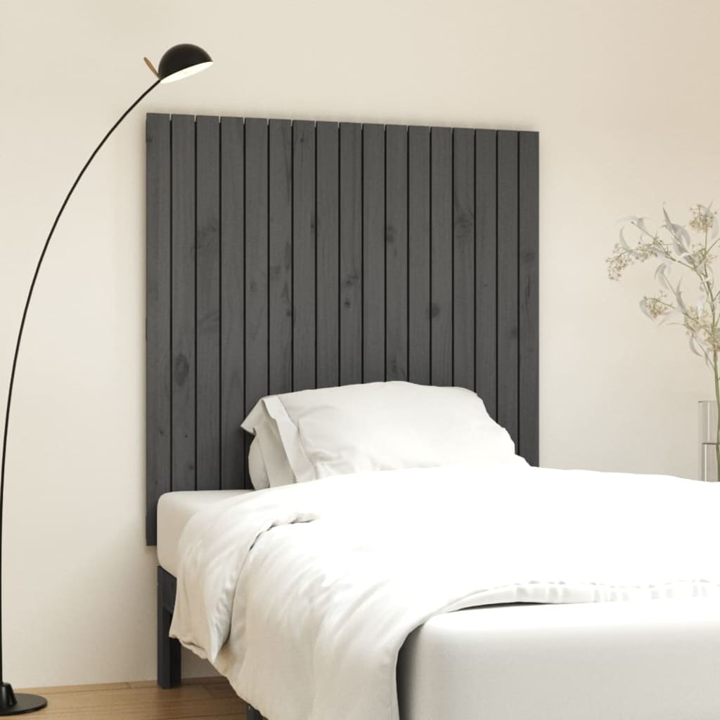 vida XL Wand-Kopfteil Grau 108x 3x 110 cm Massivholz Kiefer