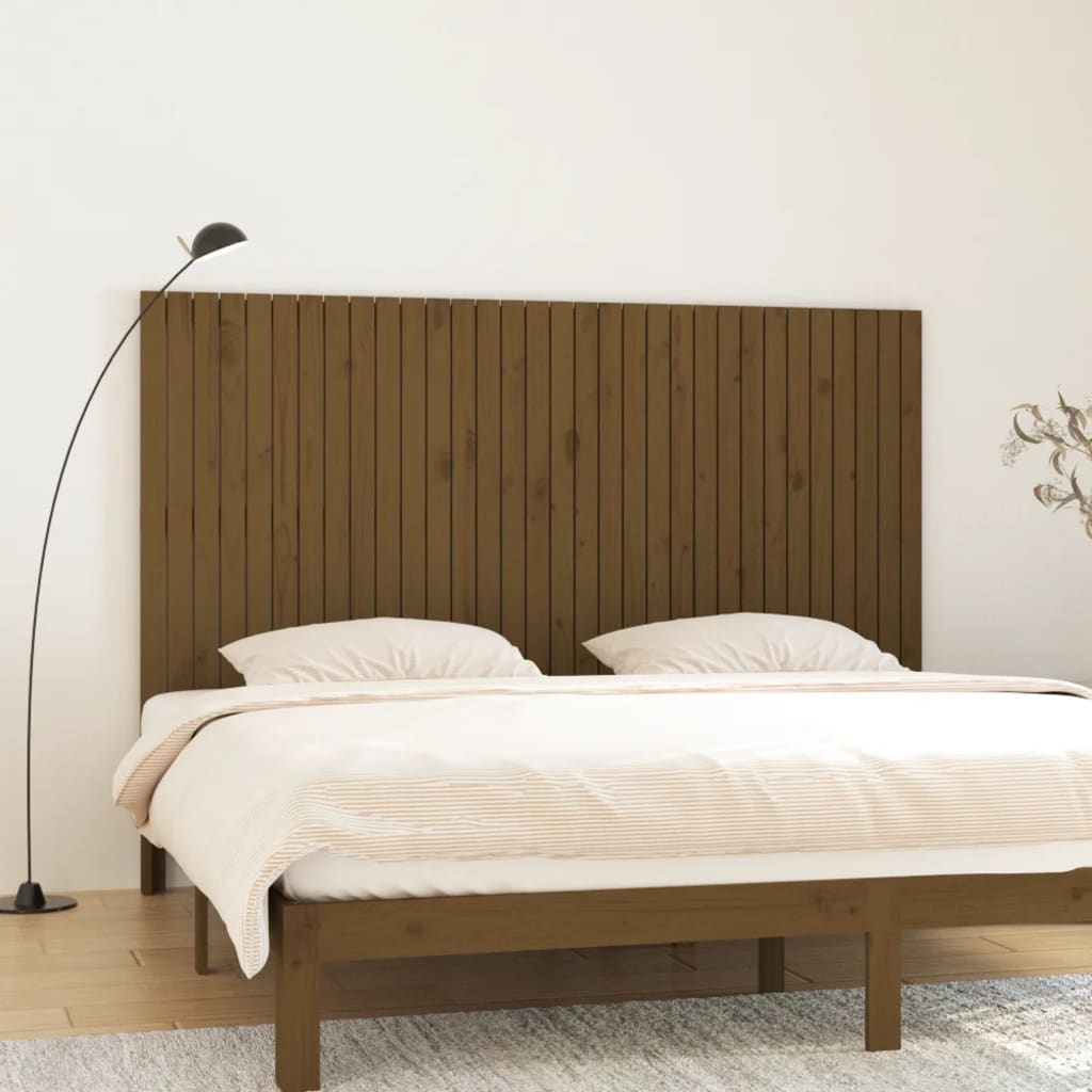 vidaXL Tăblie de pat pentru perete, maro miere, 204x3x110 cm, lemn pin