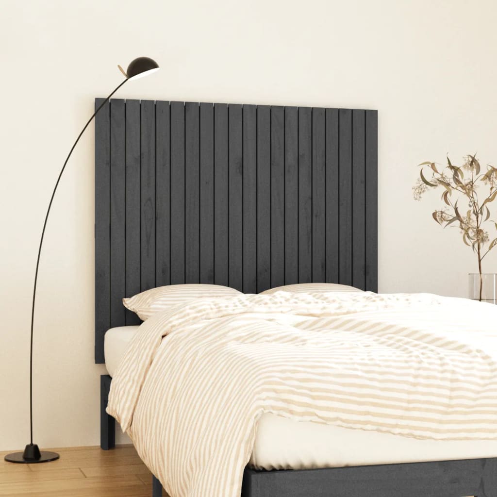 vidaXL Tăblie de pat pentru perete, gri, 127,5x3x110 cm lemn masiv pin