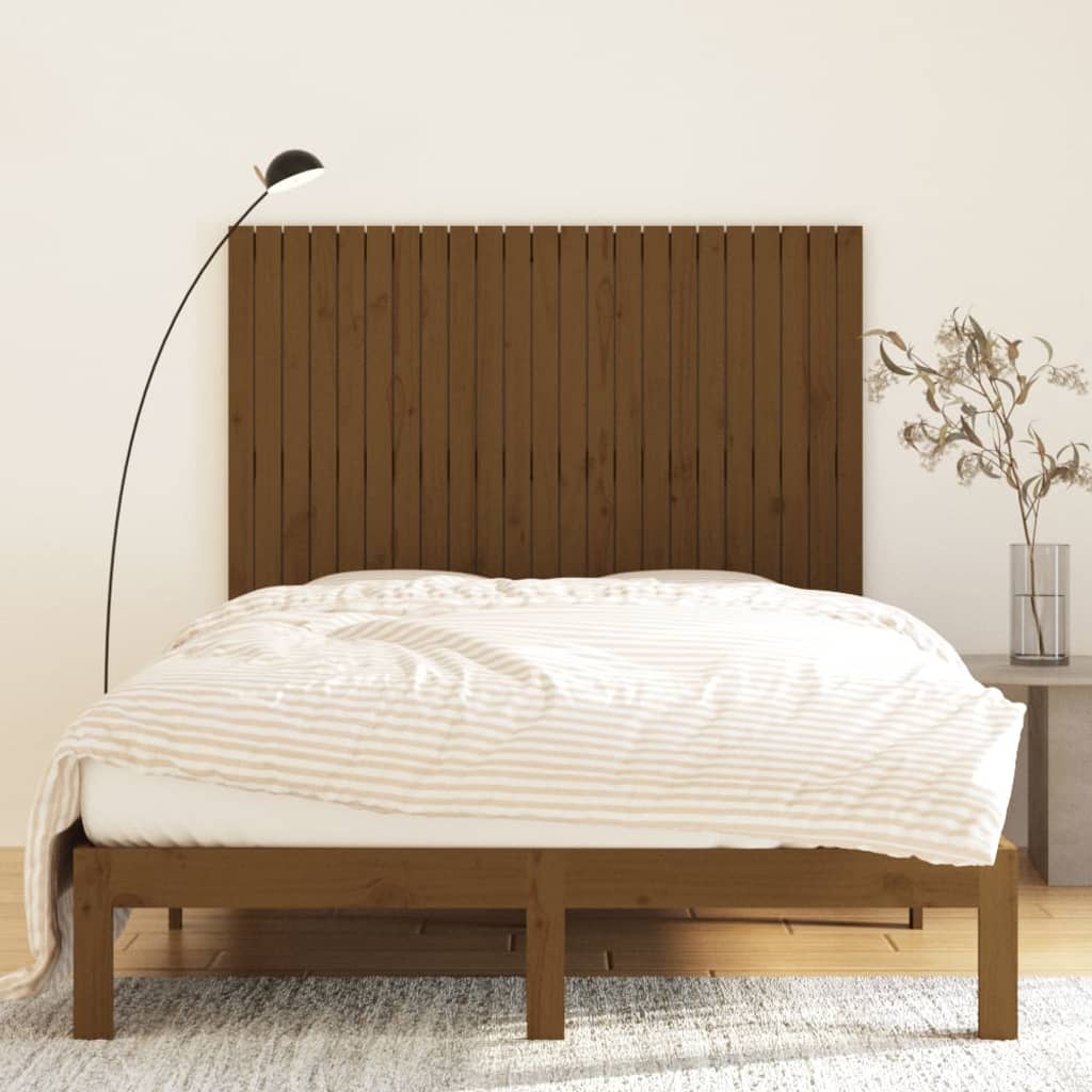 vidaXL Wandhoofdbord 146,5x3x110 cm massief grenenhout honingbruin afbeelding