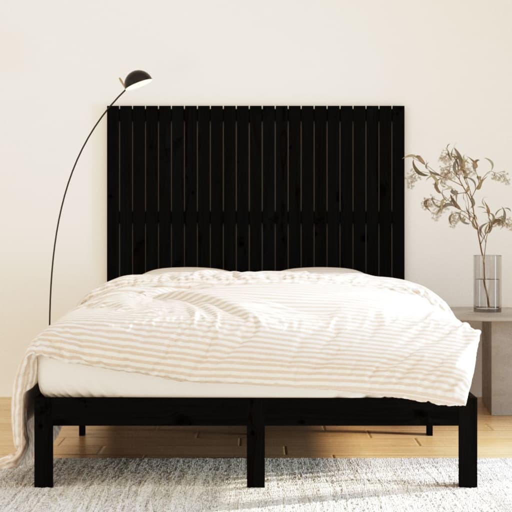 vidaXL Wandhoofdbord 146,5x3x110 cm massief grenenhout zwart afbeelding