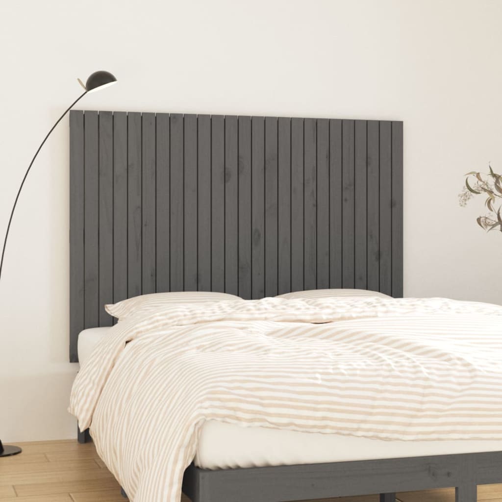 vida XL Wand-Kopfteil Grau 159,5x 3x 110 cm Massivholz Kiefer