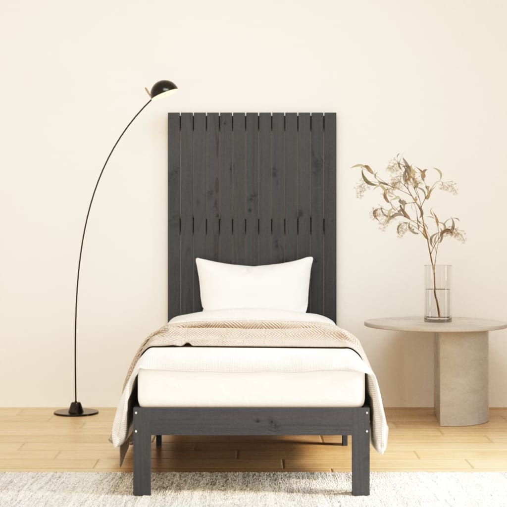 vidaXL Wandhoofdbord 82,5x3x110 cm massief grenenhout grijs afbeelding