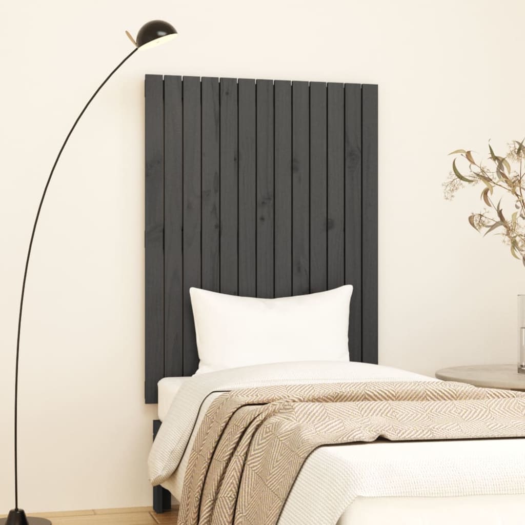 vidaXL Tăblie de pat pentru perete, gri, 82,5x3x110 cm, lemn masiv pin