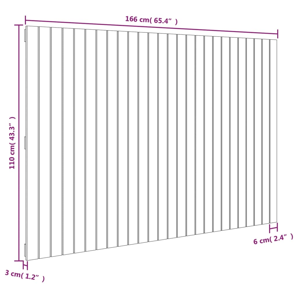 Stensko posteljno vzglavje belo 166x3x110 cm trdna borovina