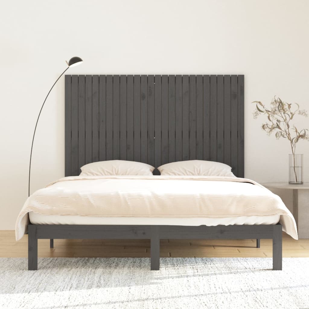 vidaXL Wandhoofdbord 166x3x110 cm massief grenenhout grijs afbeelding