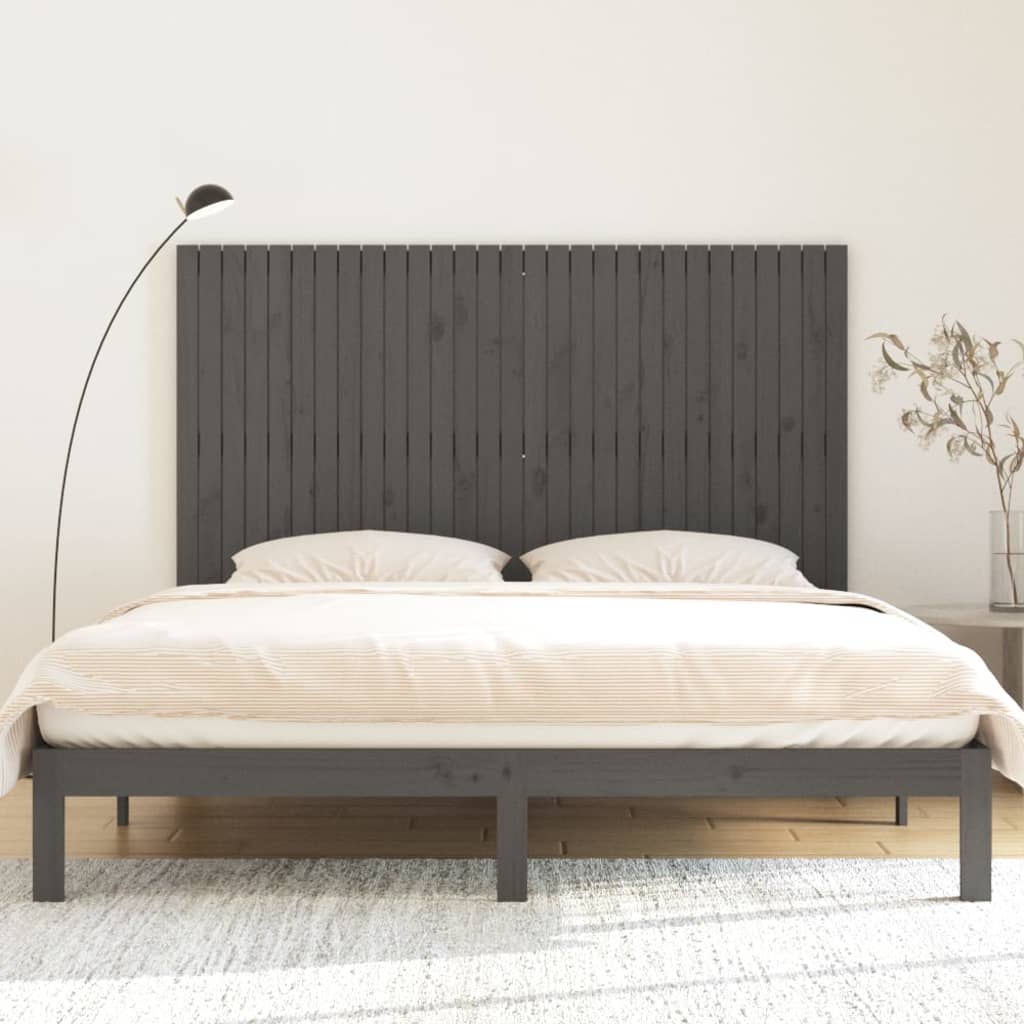 vidaXL Wandhoofdbord 185x3x110 cm massief grenenhout grijs afbeelding