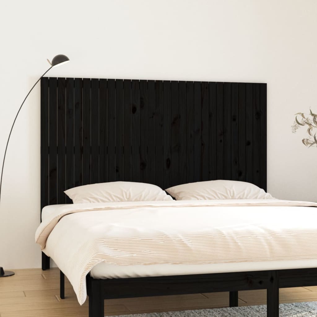 vidaXL Wall Headboard Black 185 cm Solid Wood Pine