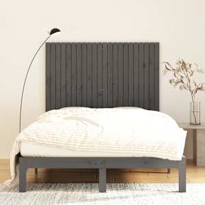 vidaXL Vegghengdur Höfðagafl Grár 140x3x110 cm Gegnheil Fura