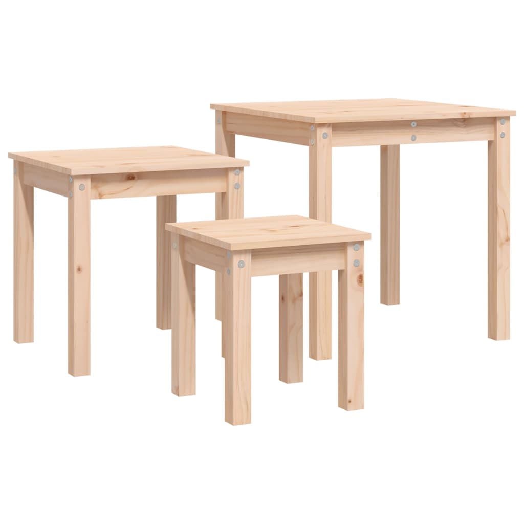 Nesting Tables 3 Pcs Solid Wood Pine VidaXL 17 width=274