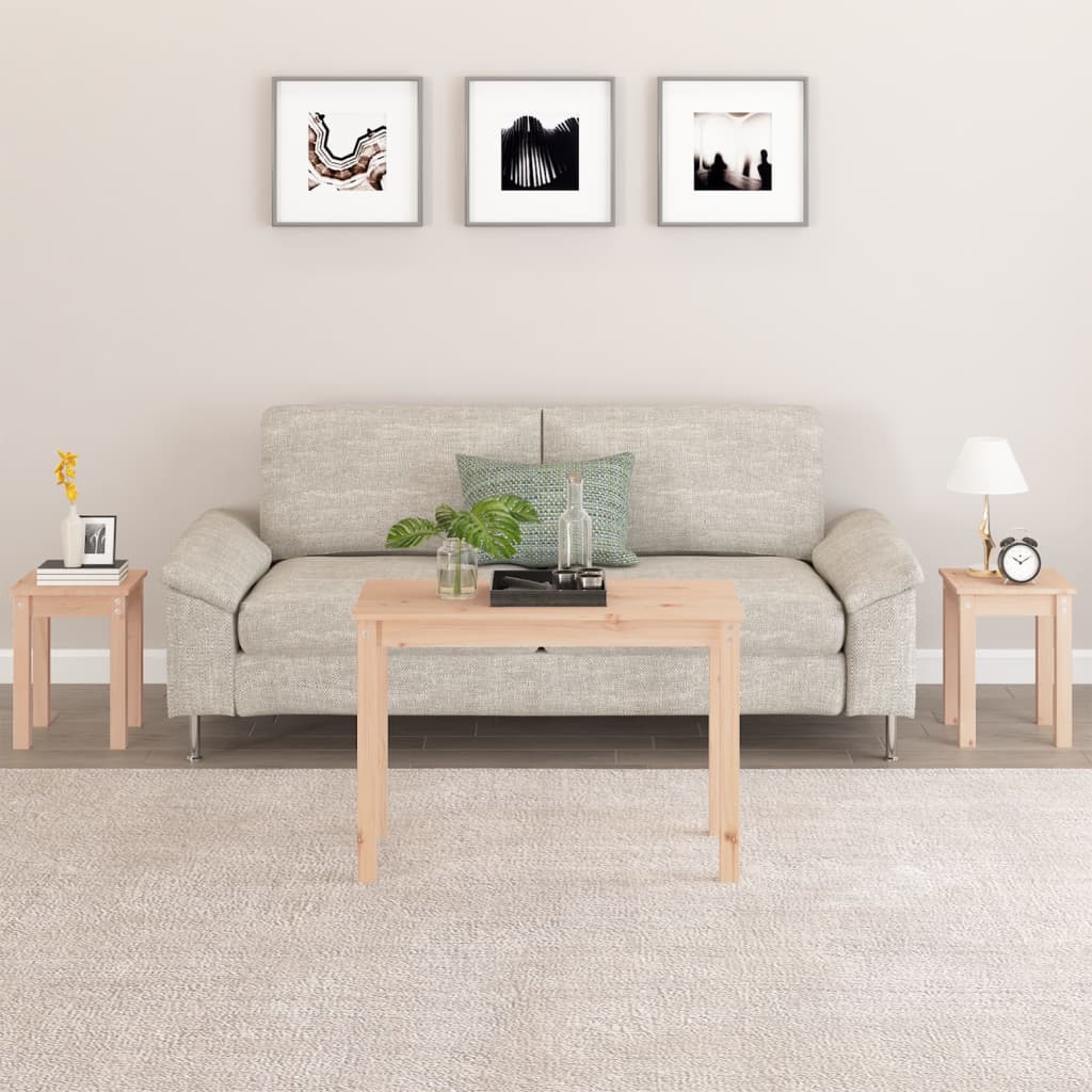vida XL Satztische 3 Stk. Massivholz Kiefer