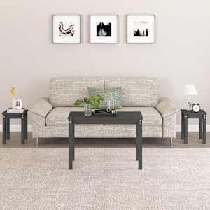 Komplet mizic 3 kosi siva trdna borovina