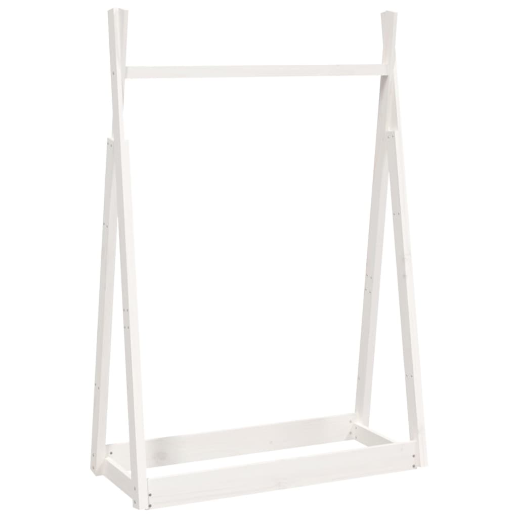 vidaXL Stojan na obleÄŤenĂ­ bĂ­lĂ˝ 100 x 45 x 150 cm masivnĂ­ borovĂ© dĹ™evo