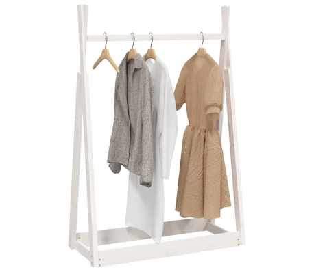 vidaXL Suport pentru haine, alb, 100x45x150 cm, lemn masiv de pin