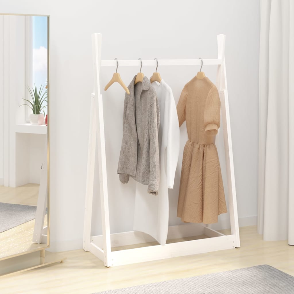 Suport pentru haine, alb, 100x45x150 cm, lemn masiv de pin
