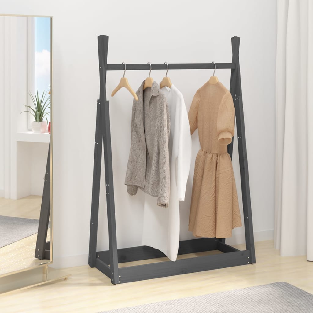 vidaXL Suport pentru haine, gri, 100x45x150 cm, lemn masiv de pin