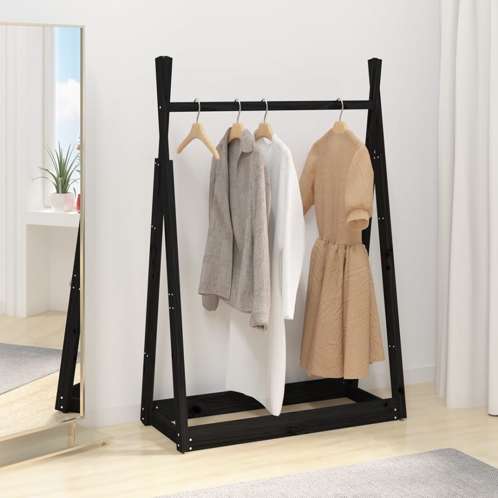 vidaXL Suport pentru haine, negru, 100x45x150 cm, lemn masiv de pin