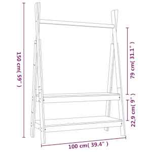 Stojan na oblečení 100 x 45,5 x 150 cm masivní borové dřevo - obrázek 8