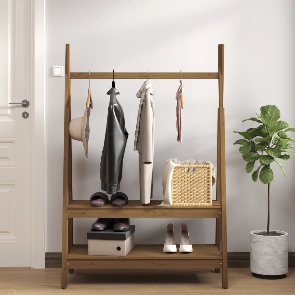 vidaXL Clothes Rack Honey Brown 100x45.5x150 cm Solid Wood Pine