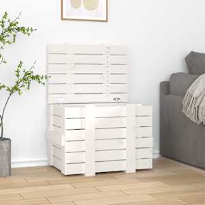 Úložný box bílý 58 x 40,5 x 42 cm masivní borové dřevo - obrázek 1