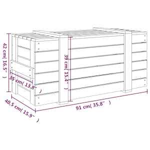 Úložný box 91 x 40,5 x 42 cm masivní borové dřevo - obrázek 11