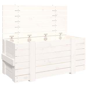Úložný box bílý 91 x 40,5 x 42 cm masivní borové dřevo - obrázek 2