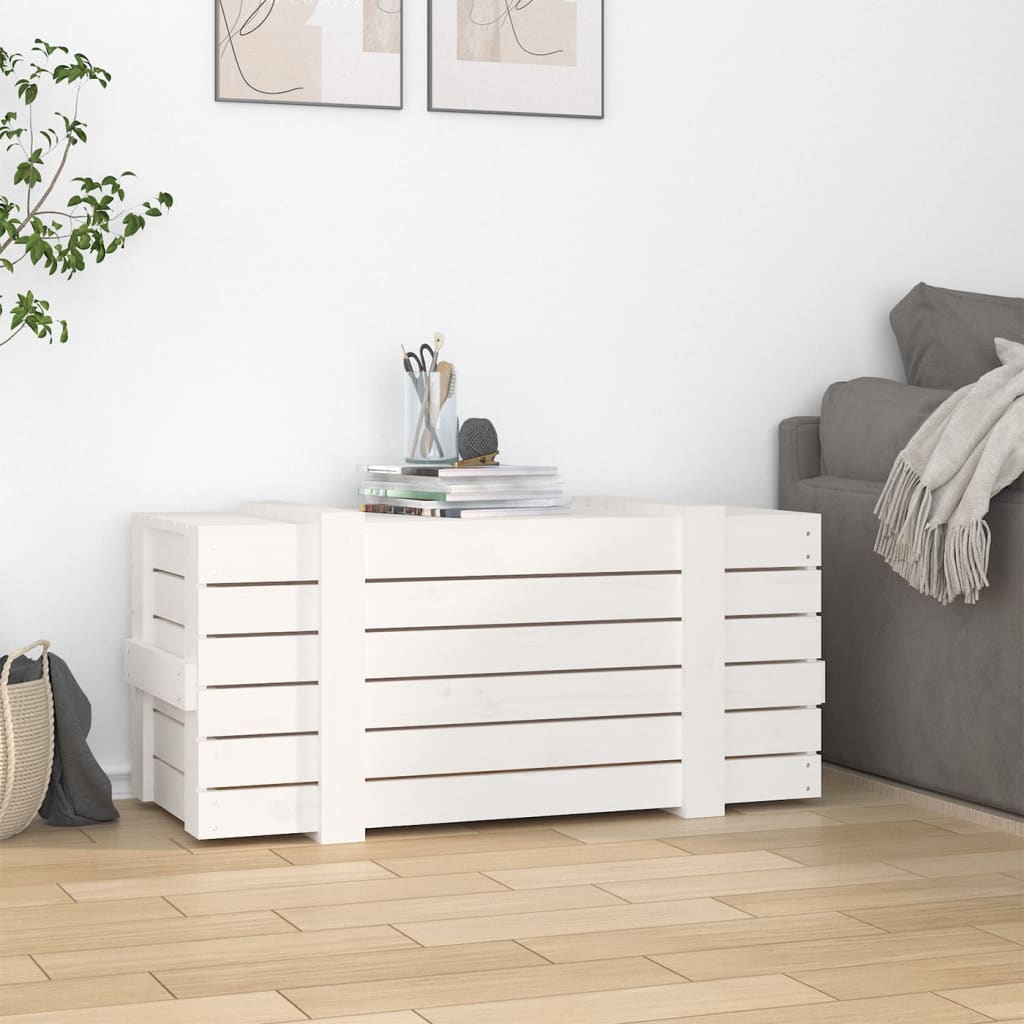 vidaXL Úložný box biely 91x40,5x42 cm masívna borovica