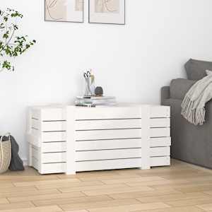 Úložný box bílý 91 x 40,5 x 42 cm masivní borové dřevo - obrázek 3