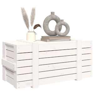 Úložný box bílý 91 x 40,5 x 42 cm masivní borové dřevo - obrázek 5