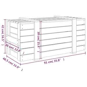 Úložný box šedý 91 x 40,5 x 42 cm masivní borové dřevo - obrázek 11